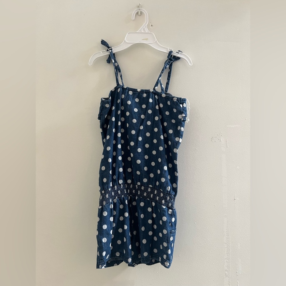 Justice denim polka dots blue white cotton  jumped girl size 8
